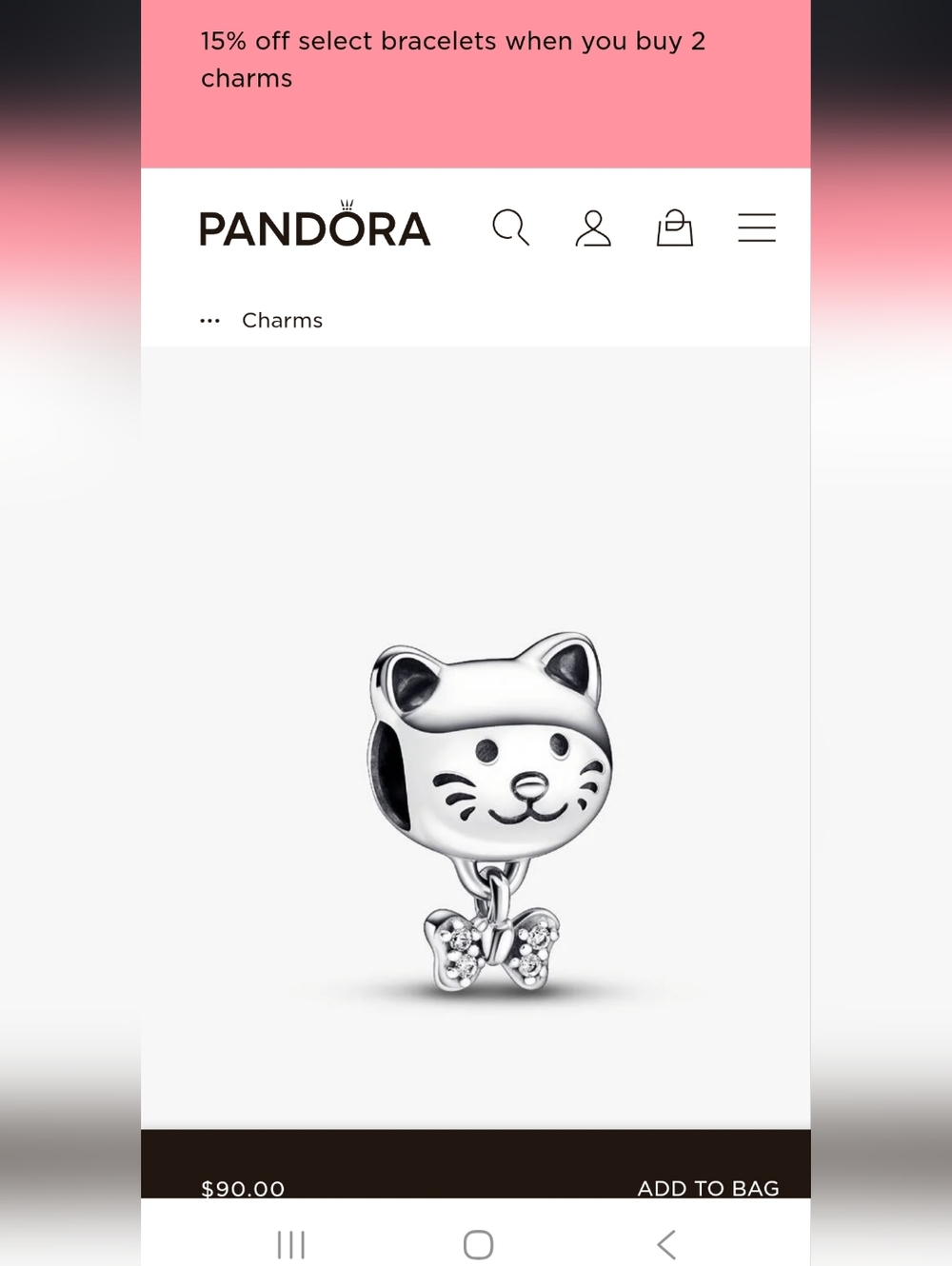 Pandora Cat Charm